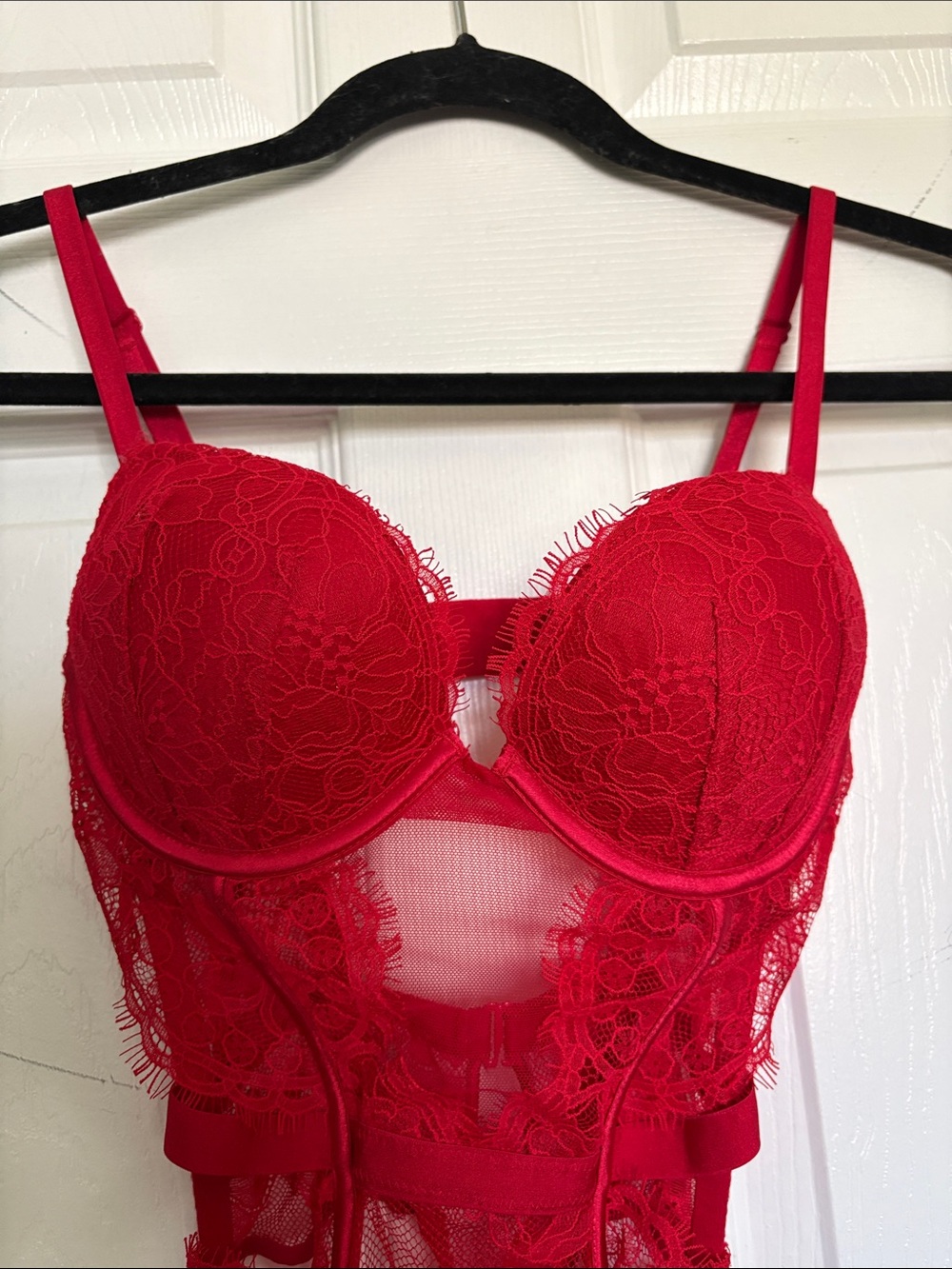 Victoria's Secret Very Sexy Red Lace Underwire Bodysuit